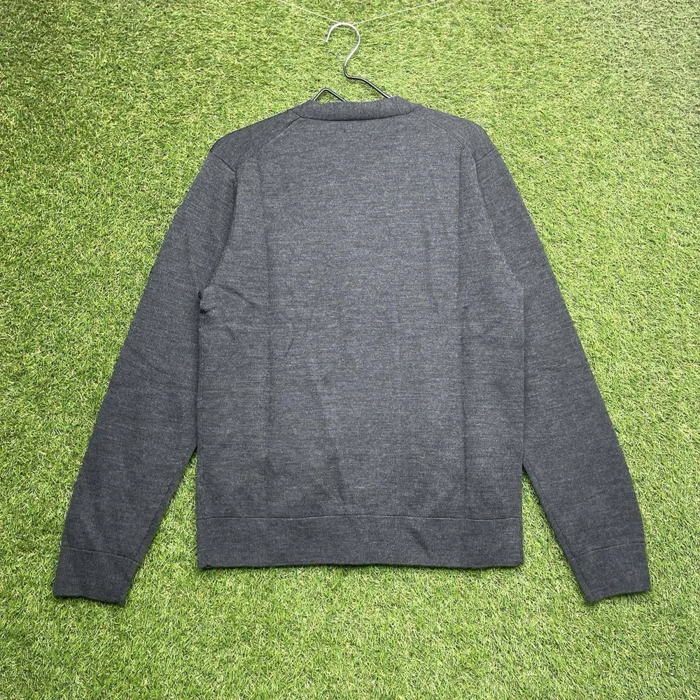 Abercrombie & Fitch Sweater Mens Medium Gray Merino Wool Cardigan Pockets NWT